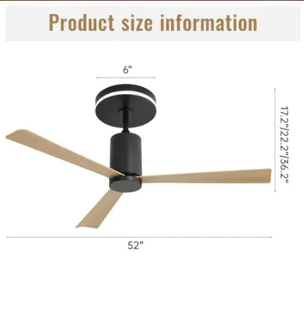 52-Inch Modern Matte Black Ceiling Fan