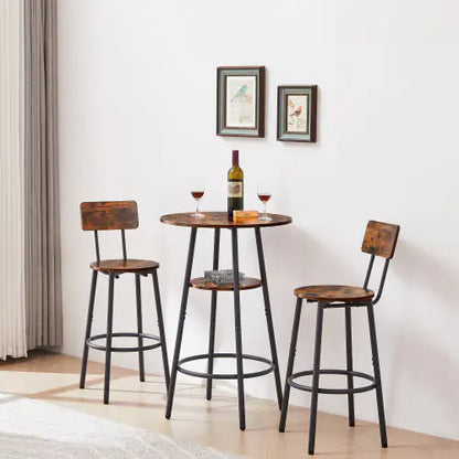 Round Bar Stool Set With Shelves