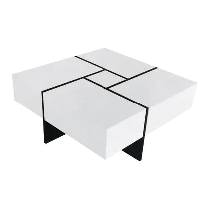Mesa de centro de diseño único con 4 compartimentos de almacenamiento ocultos