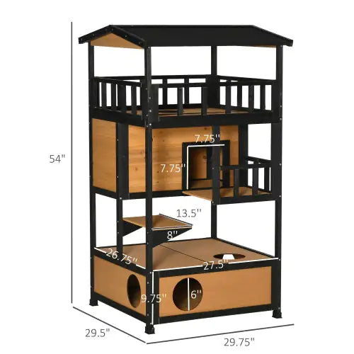 PawHut Wooden Outdoor Cat House