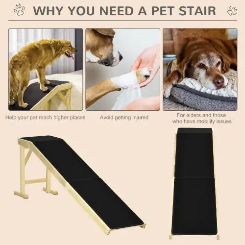 Ramp For Dog Bed, Pet Ramp For Dog With Non-slip Carpet And Top Platform