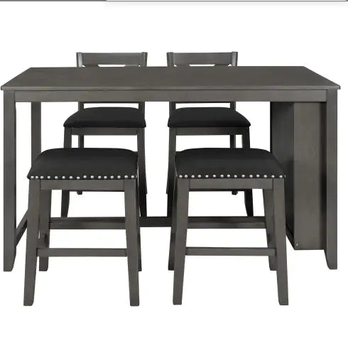 MAXHOMES 5-Piece Gray Farmhouse Dining Ensemble