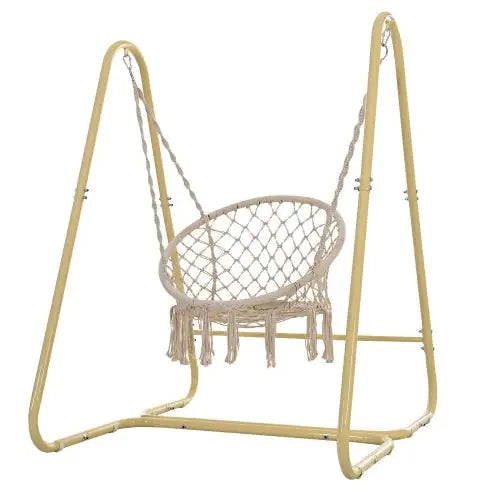 Handmade Macrame Swing Hammock Chair with Stand