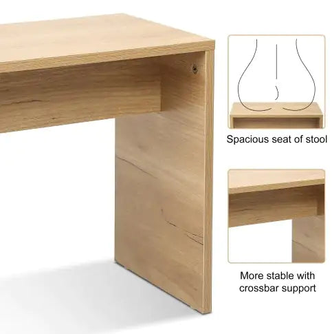 Vanity Desk Set with LED Lighting Mirror, Stool & Drawers