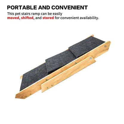 Foldable 3-Level Wooden Pet Stairs & Ramp
