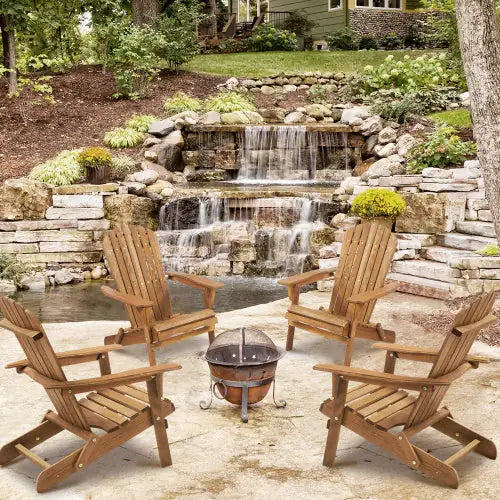 Wooden Outdoor Folding Adirondack Chair – Set of 2
