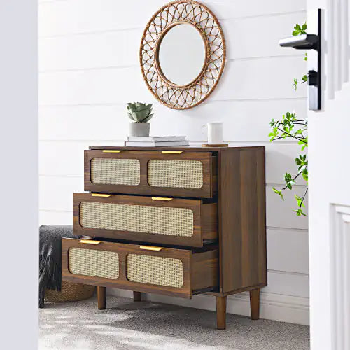 Chic Walnut 3-Drawer Dresser