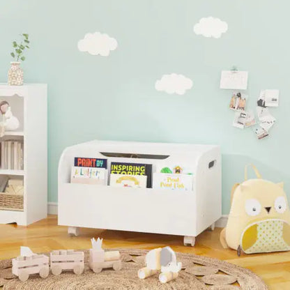 Wooden Toy Box with Wheels