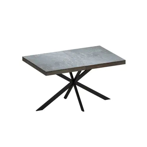 Modern Expandable Dark Grey Dining Table with Storage