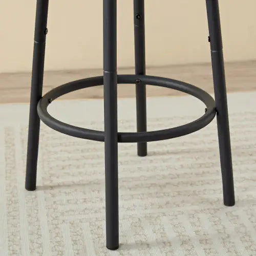 Three-Piece Round Dining Table Set with Storage & Upholstered Bar Chairs