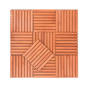 Kaia 8-Slat Reddish Brown Wood Interlocking Deck Tile (Set of 10)