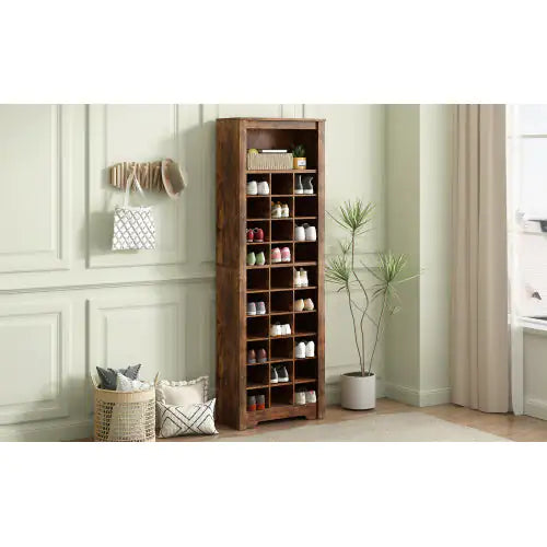 Stylish Design 30 Shoe Cabinet Console, Modern Shoe Cabinet, Multiple Storage Capacity, Self-standing High Cabinet, Suitable For Hallway, Bedroom, Rustic Brown