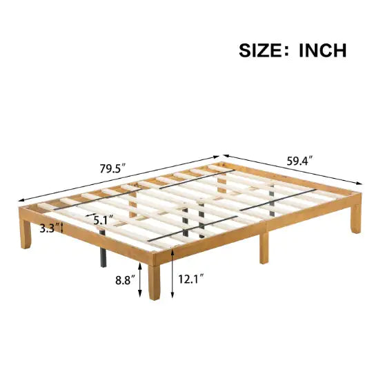 Solid Wood Queen Bed Frame - No Box Spring