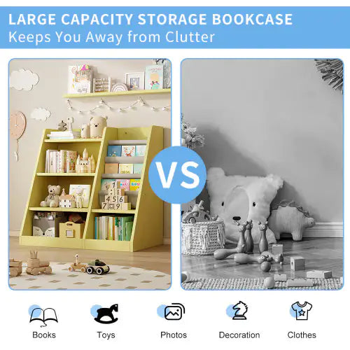 Yellow Wooden Toy Storage Organizer