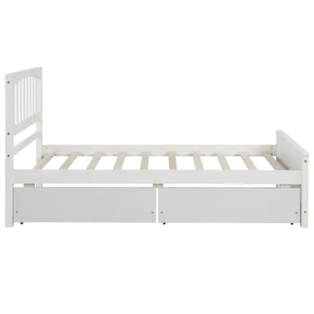 White Twin Bed with Storage Drawers