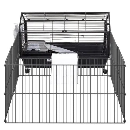 Small Animal Play Fence Cage With Rolling Casters & Water Bottle