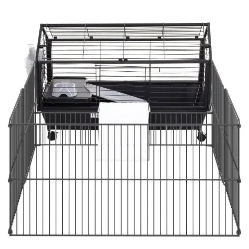 Small Animal Play Fence Cage With Rolling Casters, Water Bottle