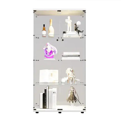 Vitrina de cristal con dos puertas y luces LED