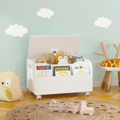 Wooden Toy Box with Wheels