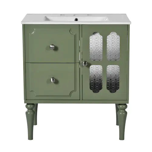 Vintage 30” Bathroom Vanity with Ceramic Sink