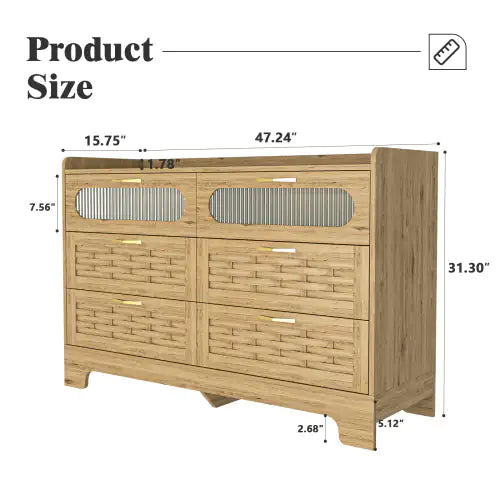 Wood 6-Drawer Dresser