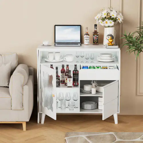 LED Modern Farmhouse Sideboard Buffet Cabinet