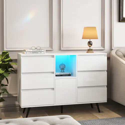 Glossy White LED Sideboard