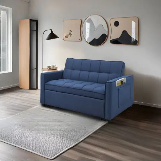 Chic Blue Convertible Sofa Bed