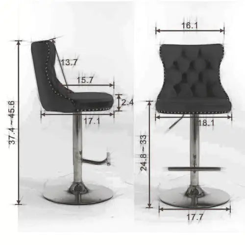 Swivel Velvet Barstools Adjusatble Seat - Set Of 2