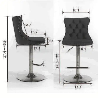 Swivel Velvet Barstools Adjusatble Seat - Set Of 2
