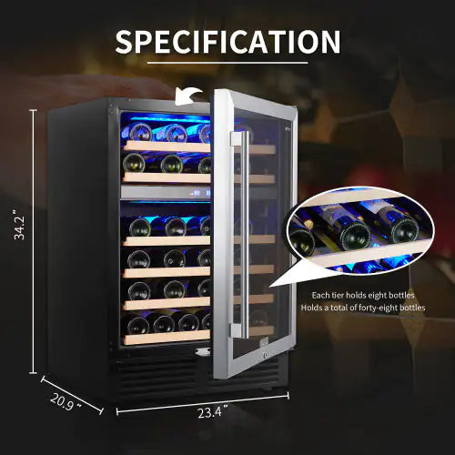 Enfriador de vinos de doble zona de 24 pulgadas SOTOLA