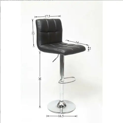 Swivel Faux Leather Adjustable Hydraulic Bar Stool - Set Of 2