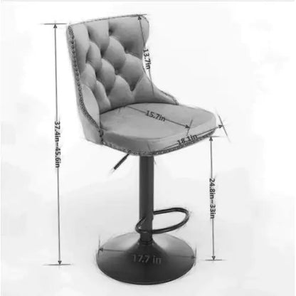 Swivel Velvet Barstools Adjusatble Seat - Set Of 2