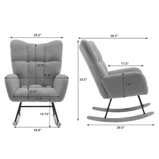 Comfort Teddy Wingback Rocker with Storage Pockets