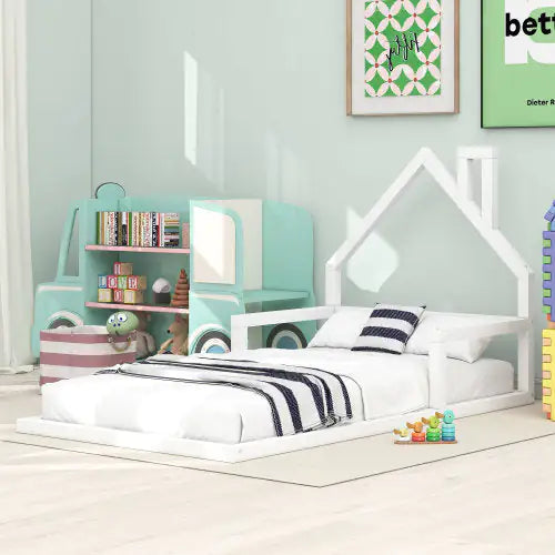 Twin Wood Playhouse Floor Bed