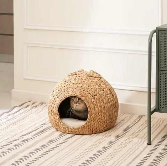 Rattan Nest Round Cat Bed