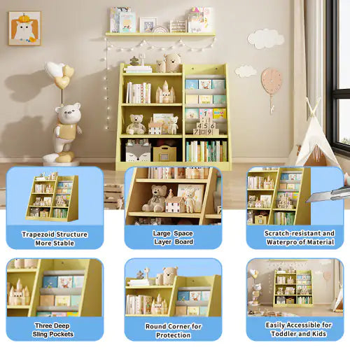 Yellow Wooden Toy Storage Organizer