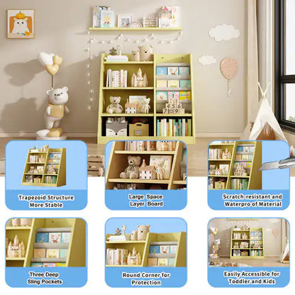 Yellow Wooden Toy Storage Organizer