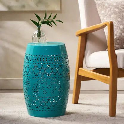 RUBY12 Teal Iron Side Table