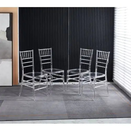 Juego de 4 sillas de comedor de plástico transparente