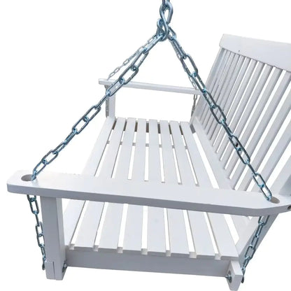 White Wooden Porch Swing