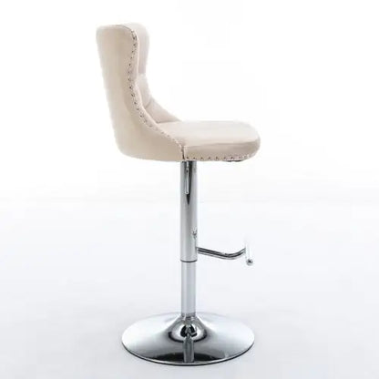 Swivel Velvet Barstools Adjusatble Seat - Set Of 2