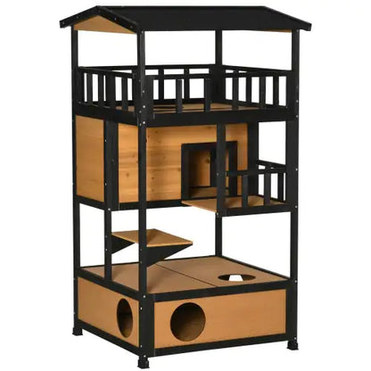 PawHut Wooden Outdoor Cat House
