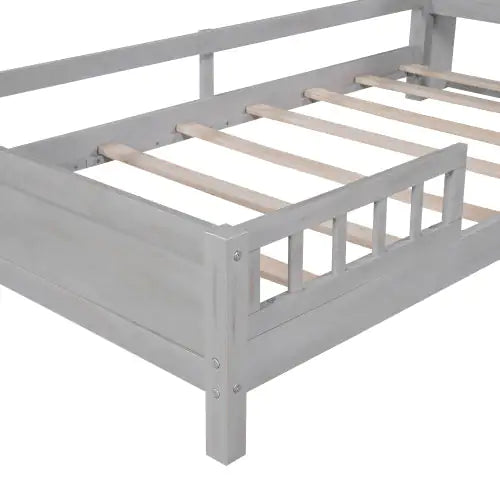 Twin Antique Grey LED Platform Bed with Storage