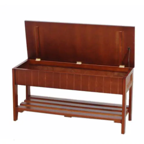 Cherry Finish Wooden Shoe Bench