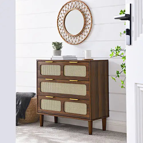 Chic Walnut 3-Drawer Dresser