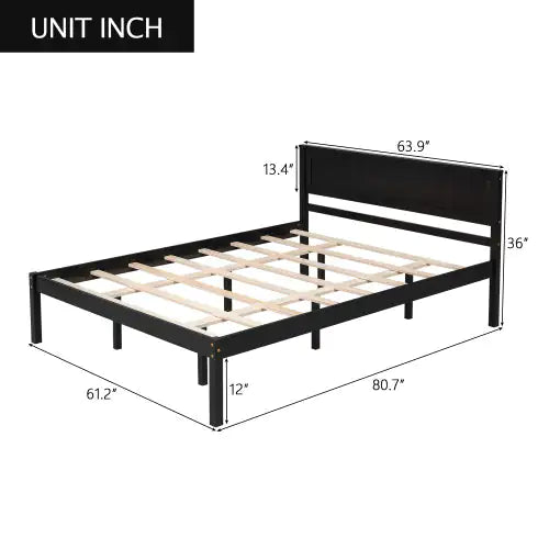 Espresso Queen Platform Bed with Headboard