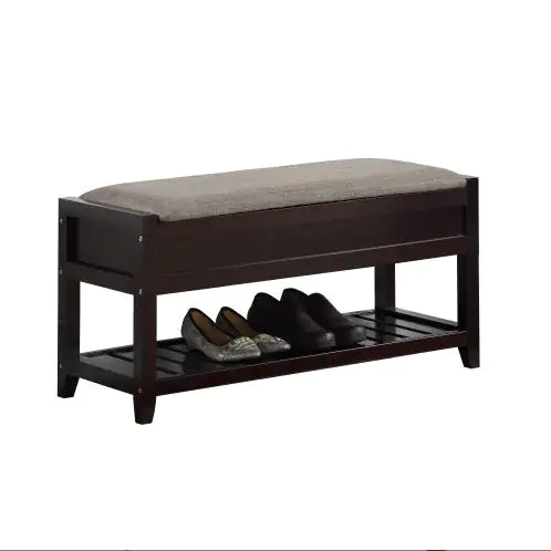 Espresso Entryway Bench with Shoe Storage