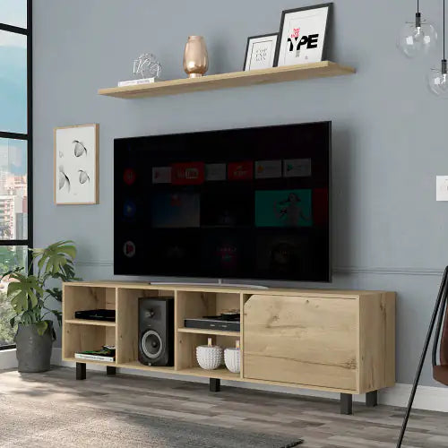 Estocolmo 70" TV Stand Light Oak with Shelves