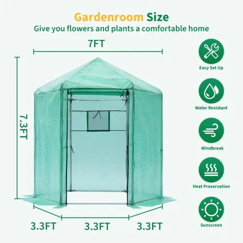 Walk-in Greenhouse Hexagonal Upgrade Reinforced Frame